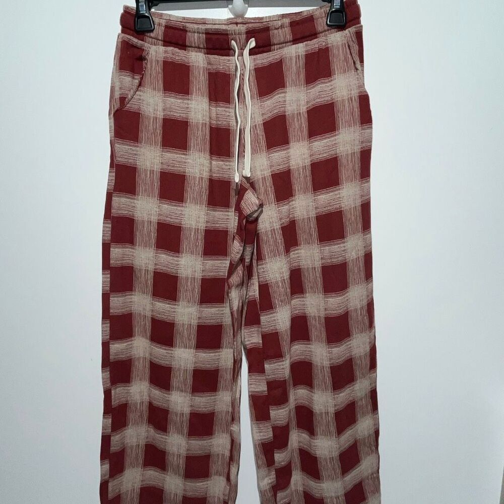 LC‎ Lauren Conrad Red Plaid Organic Cotton Pajama Pants XS Drawstring Pockets